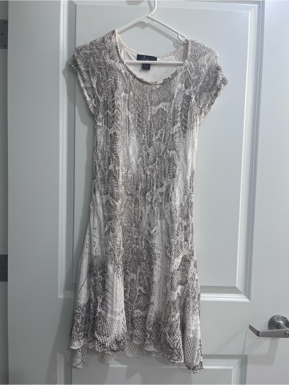 Alberto Makali Ivory and Taupe Knit Patterned Midi Dress